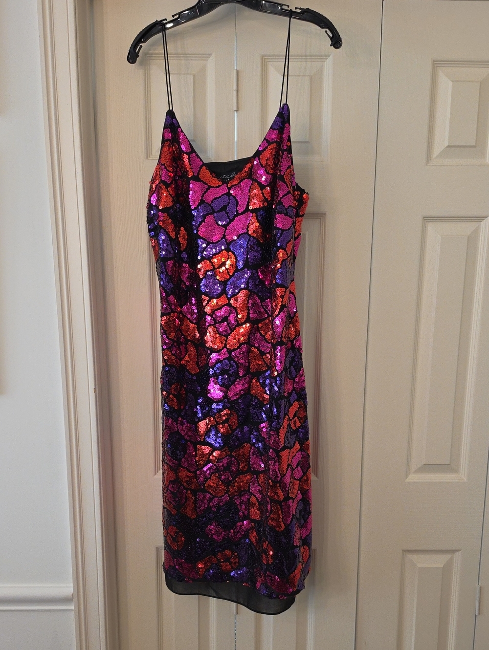 Hutch Sequin Midi Slip Dress in Purple and Pink-Red Mix